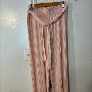 Elegant Pink Pleated Women's Pants